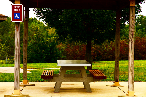 Picnic Table. Rest Stop near St. Louis along Interstate 55.